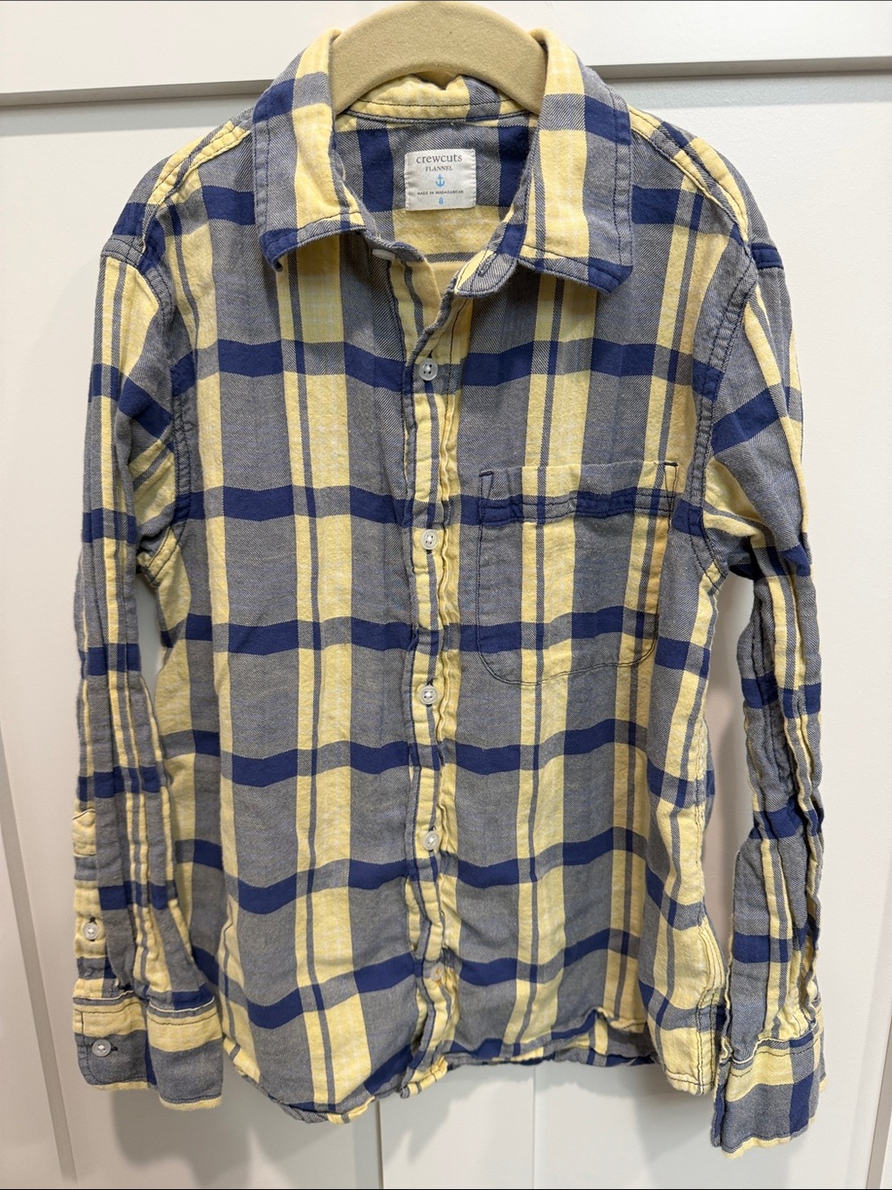 Crewcuts Yellow and Blue Plaid Casual Button-Down Shirt